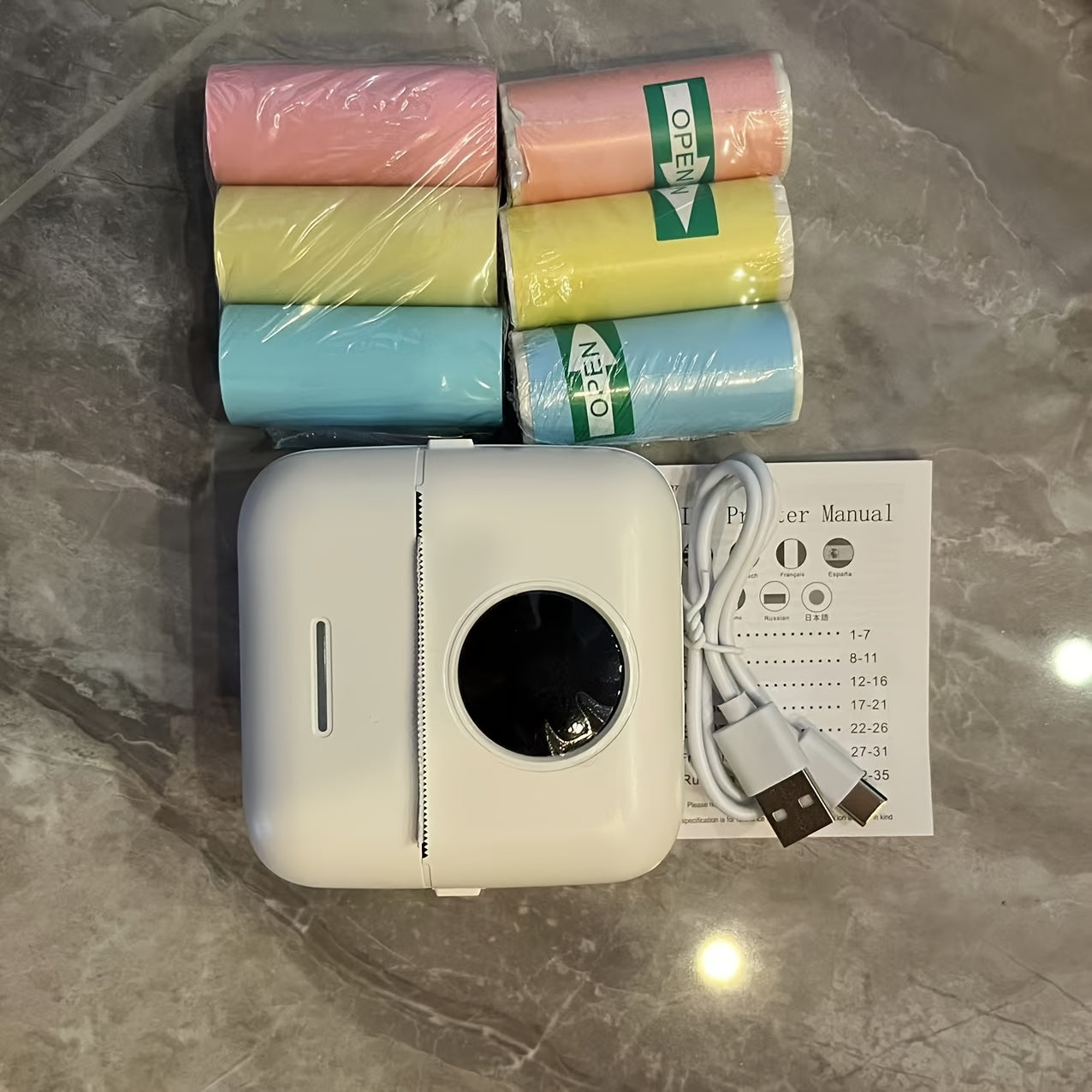Portable Mini Thermal Printer Monochrome Label and Photo Wireless USB Charging