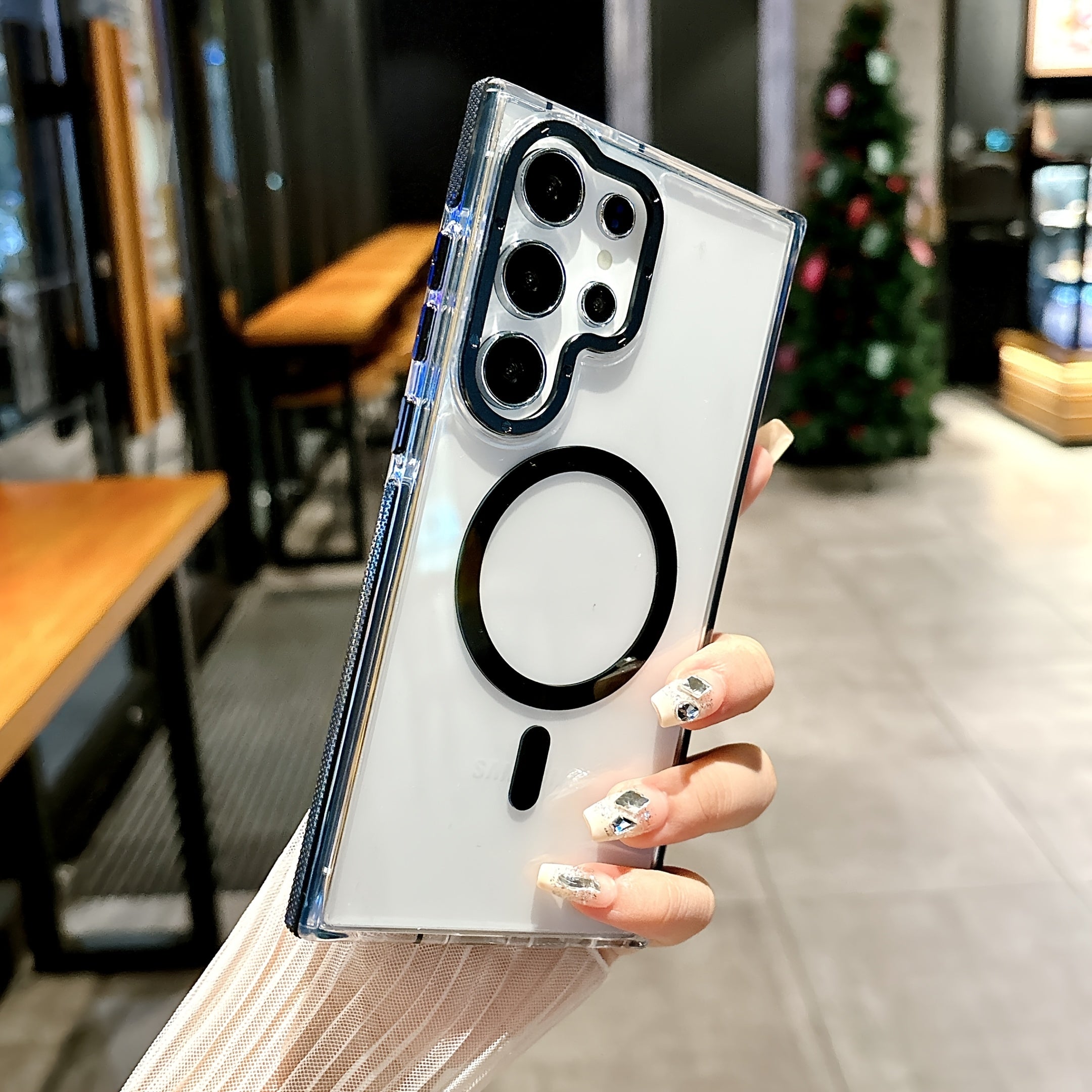 Transparent Magnetic Anti-Slip Phone Case for Samsung Galaxy S23 Ultra Plus with Wireless Charging and Shockproof Protection