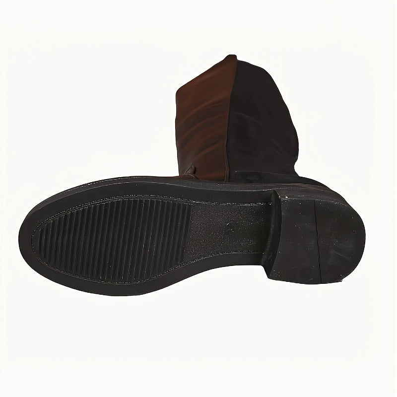 Женские ботинки из искусственной кожи на низком каблуке до середины икры с молнией, противоскользящая подошва