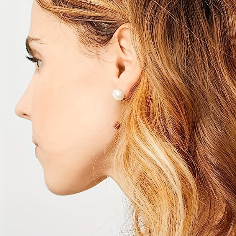 Women's Pearl Stud Earrings with S925 Silver and Baroque Design