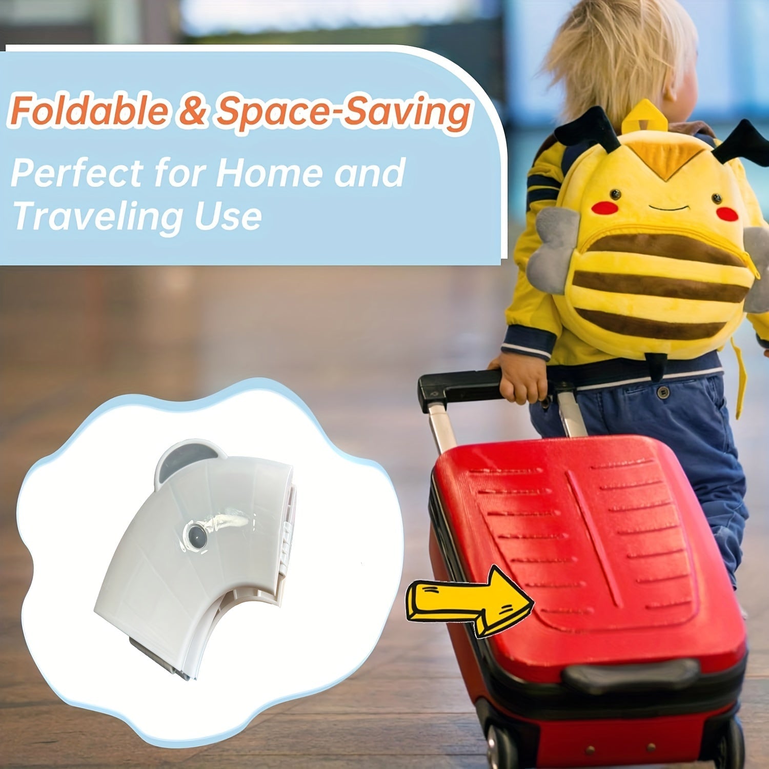 Children's Folding Travel Toilet Seat for Toddlers with Non-Slip Silicone and Built-In Buckle