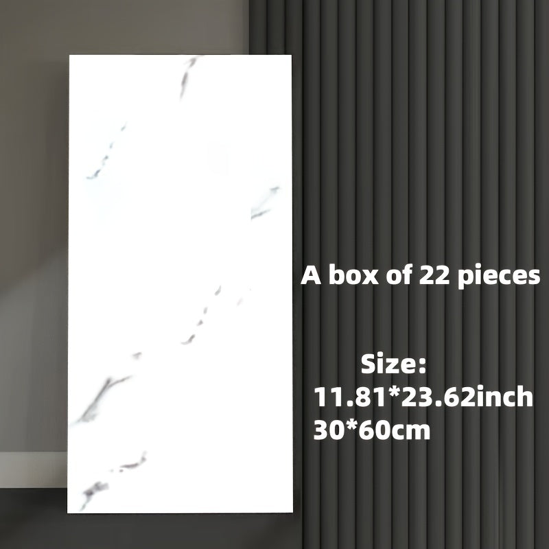 3D Marble Look Self-Adhesive PVC Wall Tiles Glossy Finish Bohemian Style for Home Decor