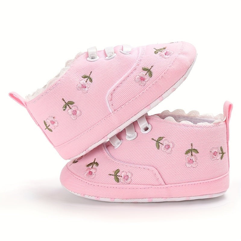 Baby Girl's Flower Pattern Non-Slip Walking Shoes for Infants Outdoor Activities