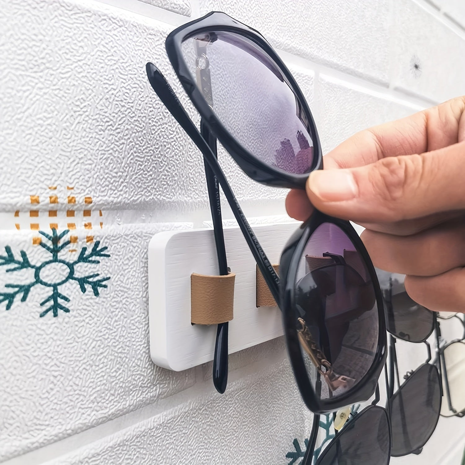 Современная рустикальная деревянная органайзер для очков настенного монтажа на 9 очков, домашний декор