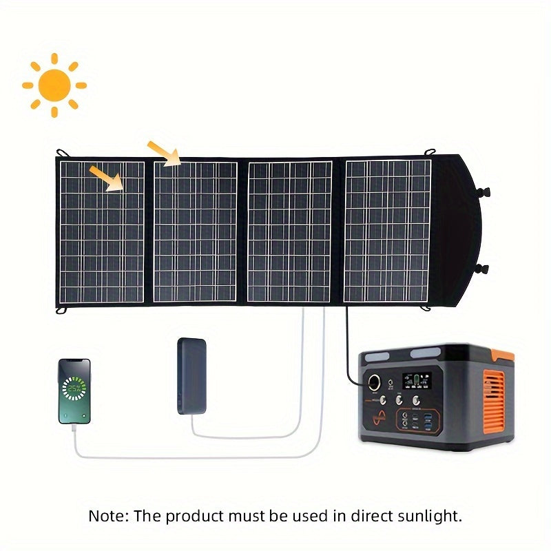 Portable 60W Solar Charger Foldable with Dual USB Fast Charging for Phones and Tablets