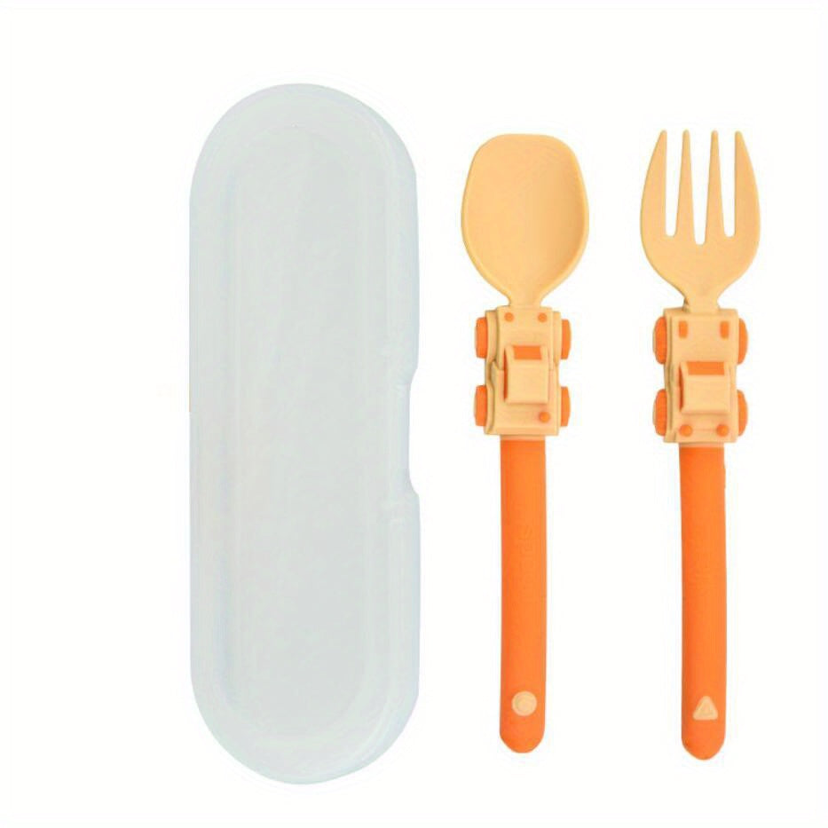 Kids Cartoon Race Car Kids Utensils Fork and Spoon Set for Children Self-Feeding