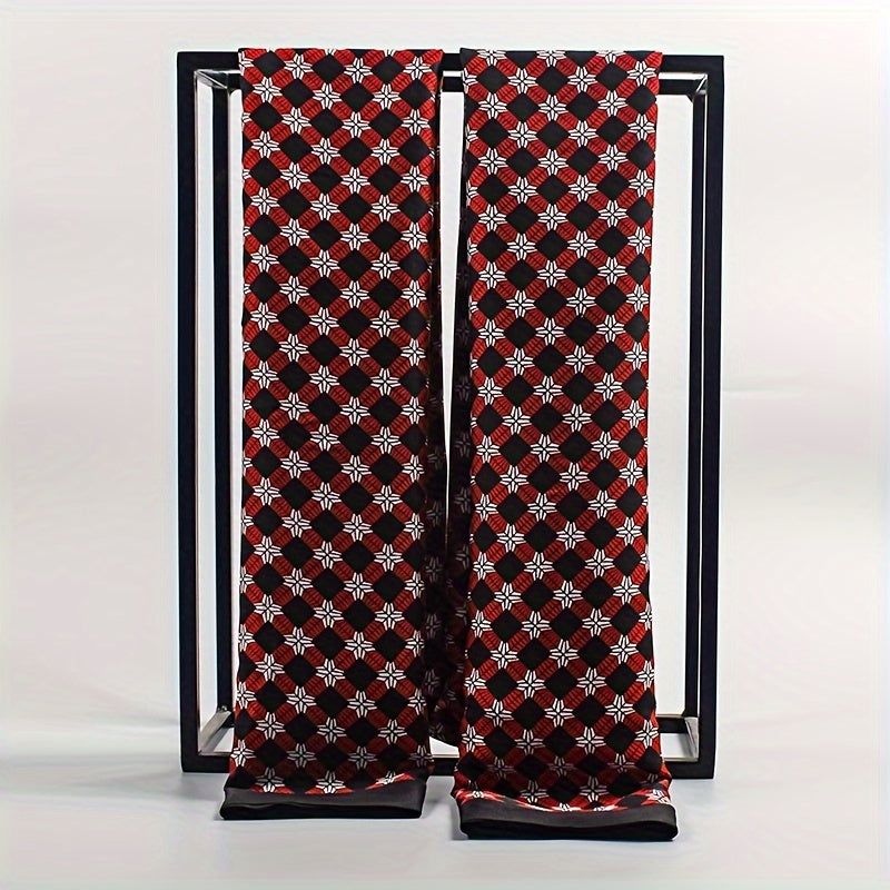 Men's Double Layered Scarf Soft Polyester Fashion Accessory Black