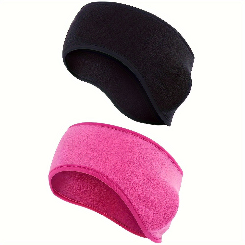 Stretchable Polyester Ear Warmer Headband for Women Windproof Ear Flaps 2-Pack