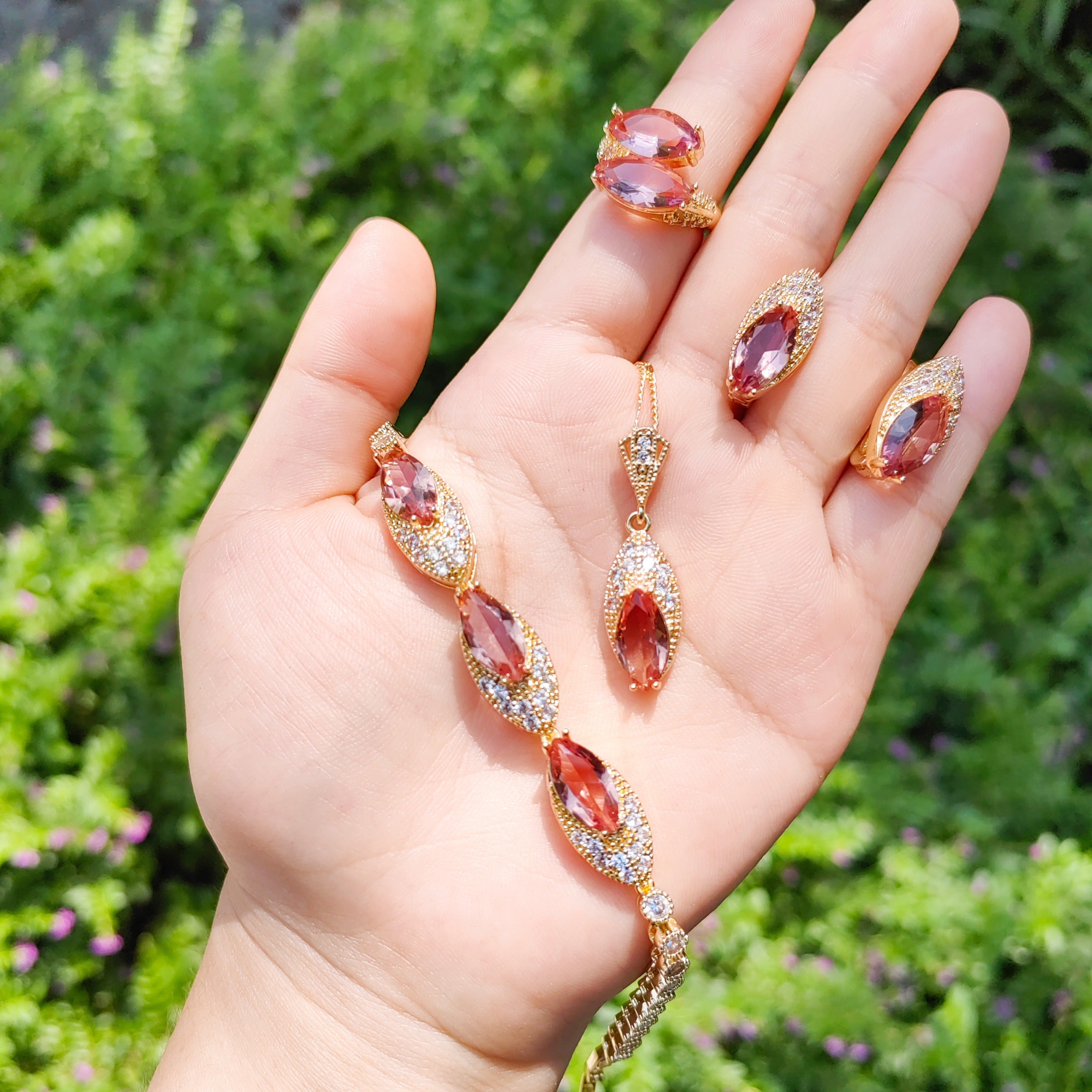 Color-Changing Jewelry Set with Synthetic Sudanite Earrings Pendant Rings Bracelets for Women