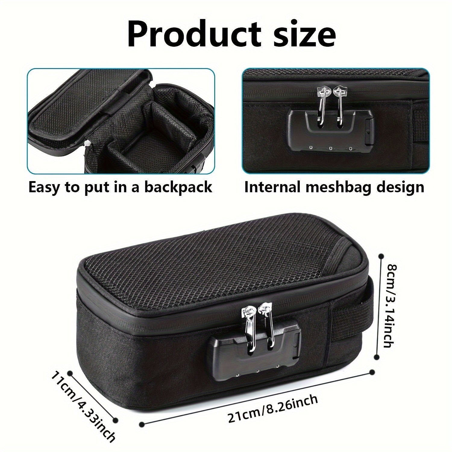 Uniseks saqlash qutisi parol bilan qulflanadigan, bardoshli sayohat tashkilotchisi, qora, 2 dona