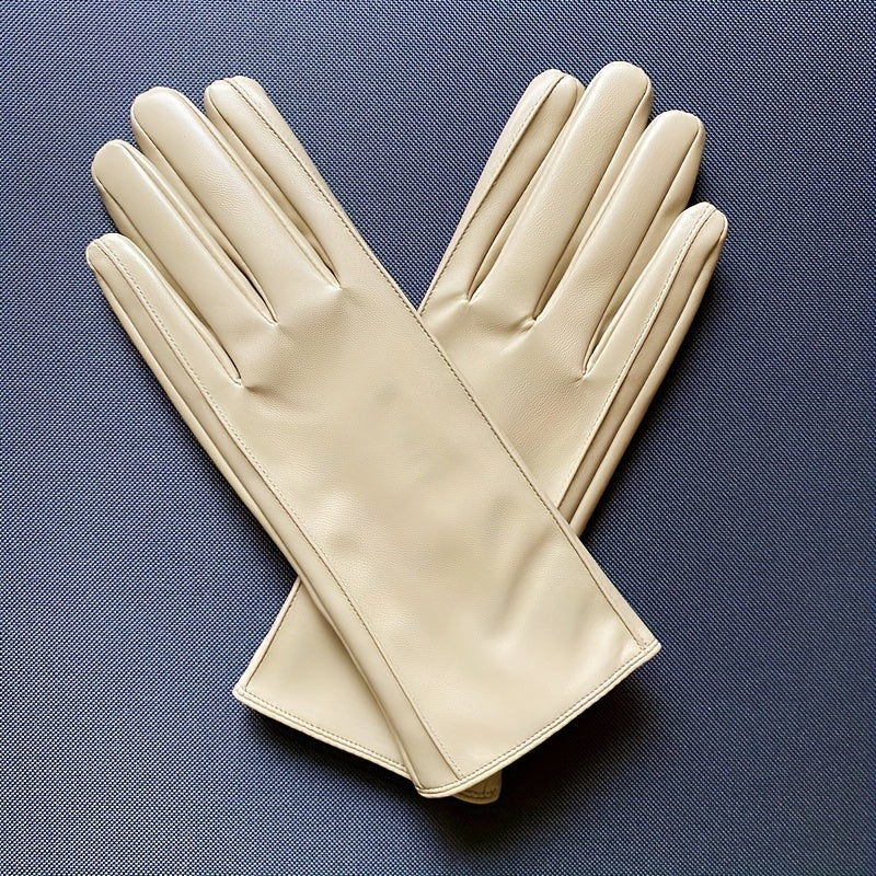 Qish uchun tashqi haydashda foydalanish uchun iliq ayollar qo'lqoplari, shamol o'tkazmaydigan, mustahkam rangli PU charm bilan plush astar.