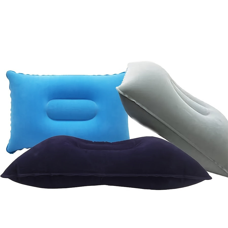 Inflatable PVC Pillow with Flocking Square Design for Camping Travel and Sleeping