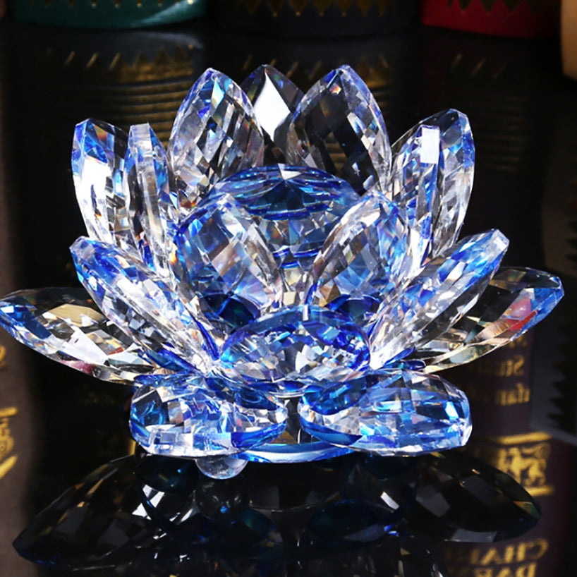 Crystal Lotus Ornament for Home and Desk Decor Handmade Decorative Sculpture