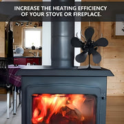 One-Piece Thermal Power Wooden Stove Fan 5 Blades Fireplace Non-Electric