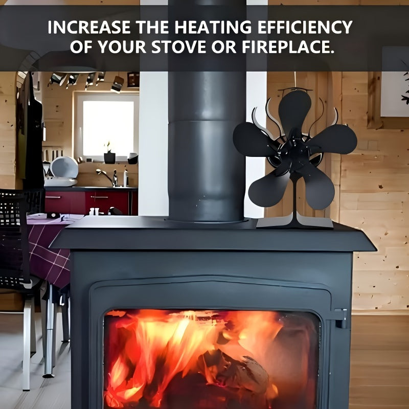 One-Piece Thermal Power Wooden Stove Fan 5 Blades Fireplace Non-Electric