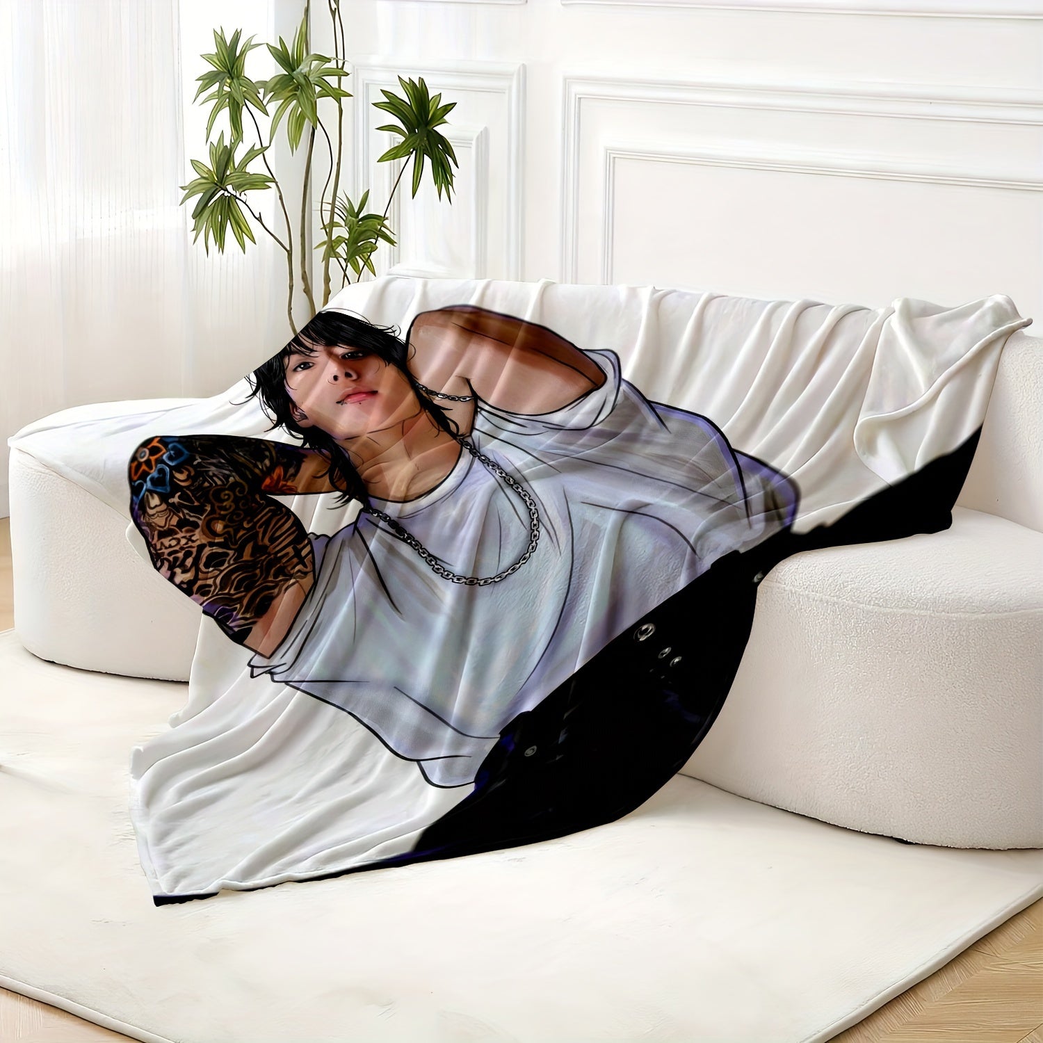 K-POP Idol Throw Blanket Cartoon Design Soft Cozy Gift for Fans