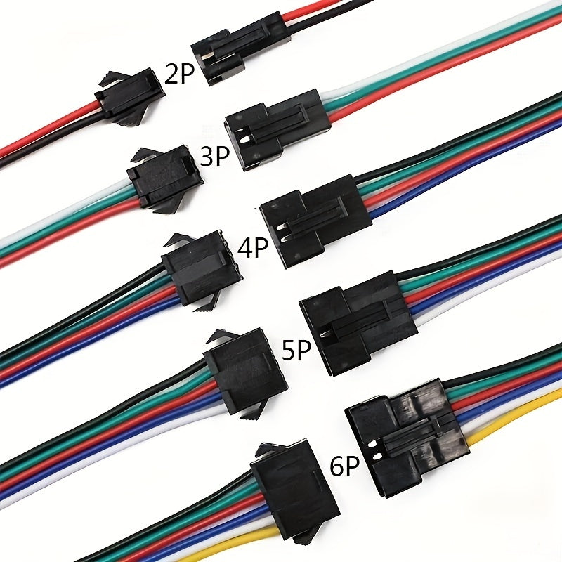 5 Sets of 15cm JST SM Male to Female LED Strip Light Connectors 2P 3P 4P 5P 6P