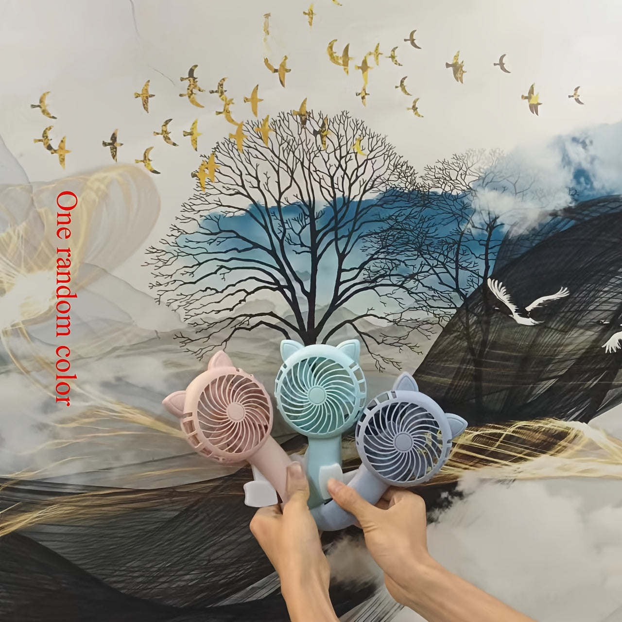 Portable Handheld Fan with Cute Cartoon Design No Battery Needed Plastic Personal Cooling Device