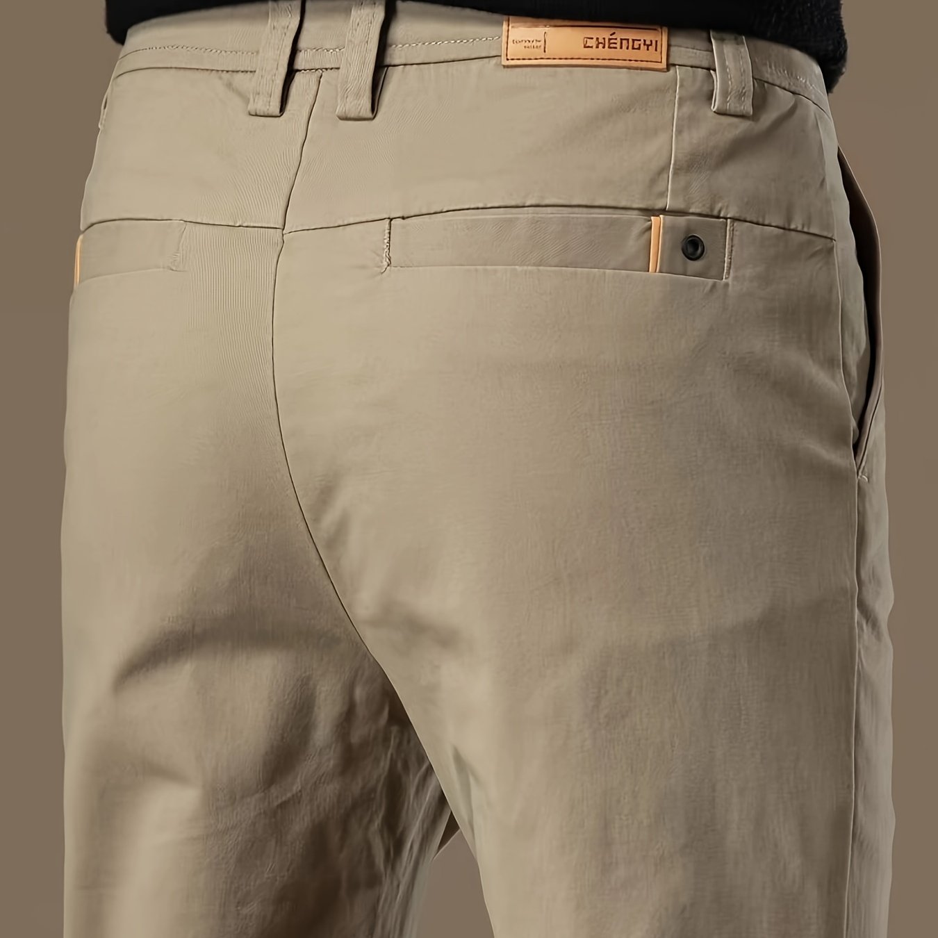 Men's Cotton Blend Business Casual Pants Regular Fit Straight Leg Solid Color Spring Fall