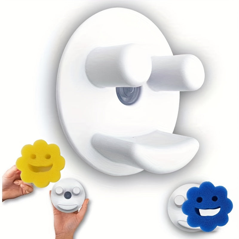 Organizador de fregadero con ventosa blanca para cocina y baño con diseño de drenaje automático