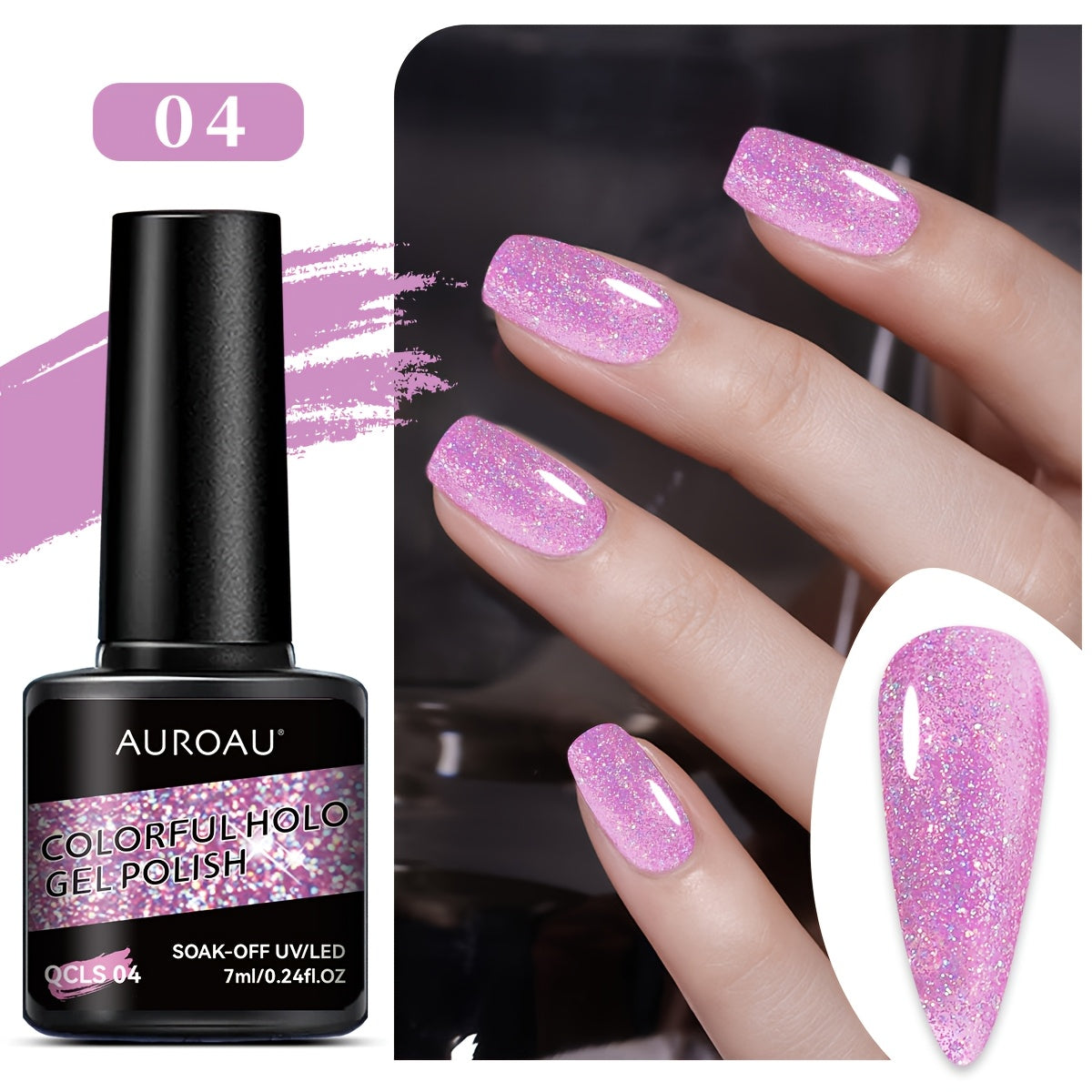 Vibrant Holographic Glitter Gel Nail Polish Long-Lasting Fast-Drying Alcohol-Free