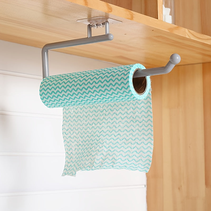 Wall Mounted Kitchen Organizer No-Drill Paper Towel and Wrap Holder Compact Storage