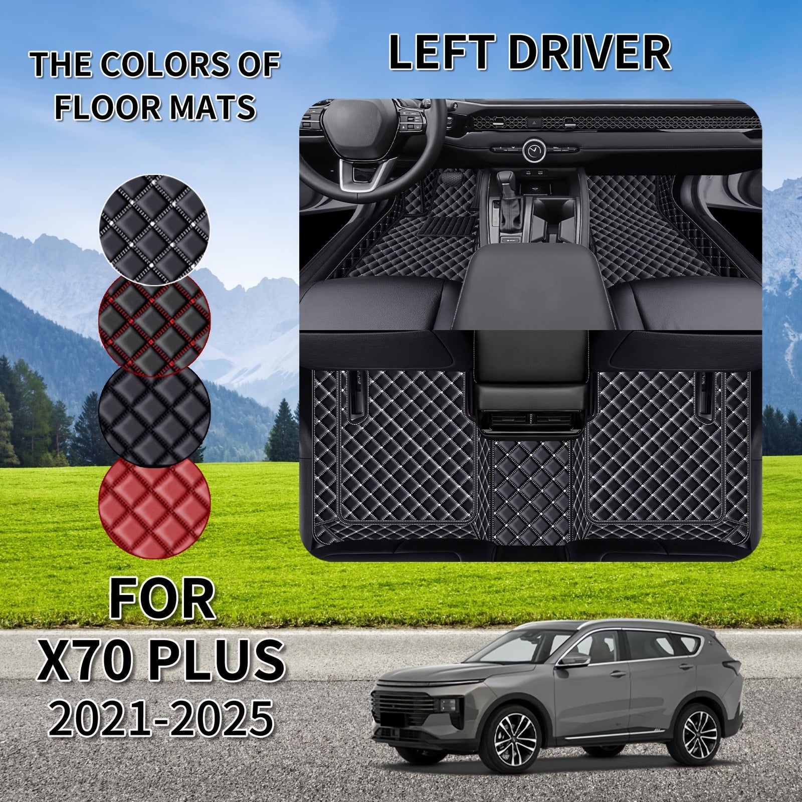 Car Floor Mat Waterproof PU Leather All-Weather Durable for Left-Hand Drive