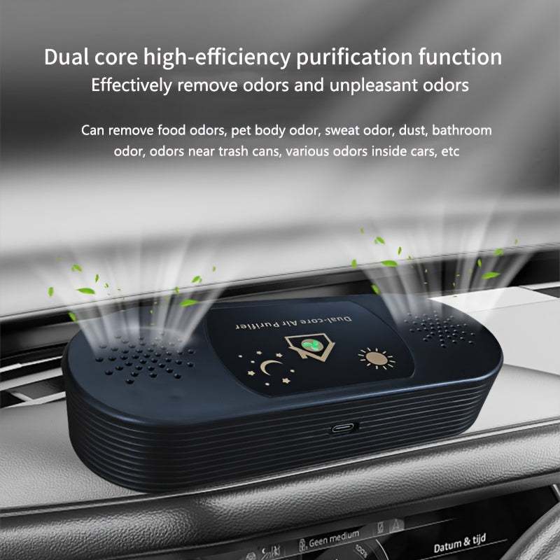 Dual-Core USB Air Purifier for Small Spaces Odor Smoke Eliminator Smoke Free