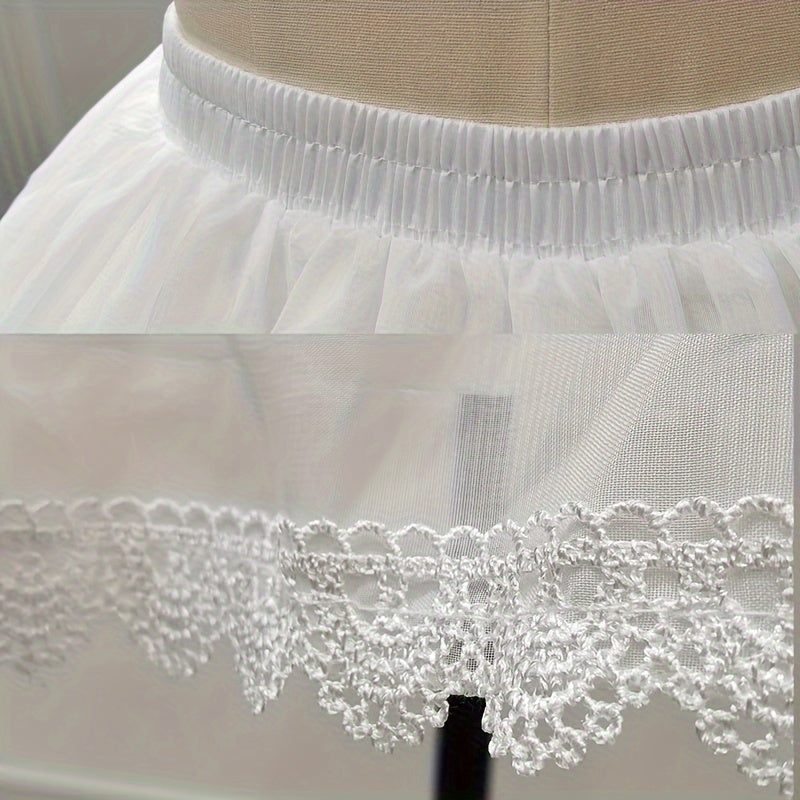 Petticoat Tutus for Women with Short Puffy Skirts Lace Trim Double Layered Steel Hoops Elastic Waist 88.9-127 cm