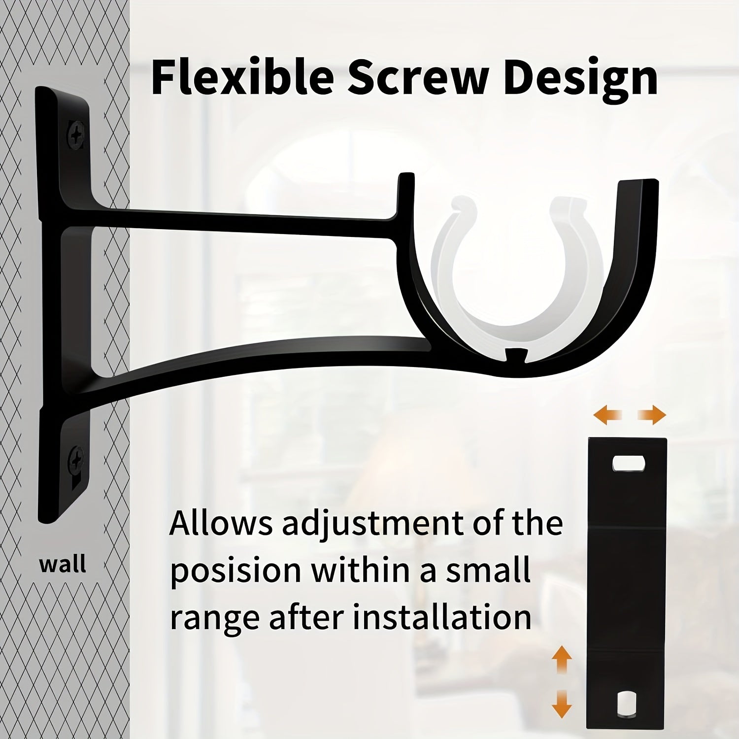 Two Pieces Metal Curtain Rod Brackets Thickening Shower Curtain Mounting Hardware