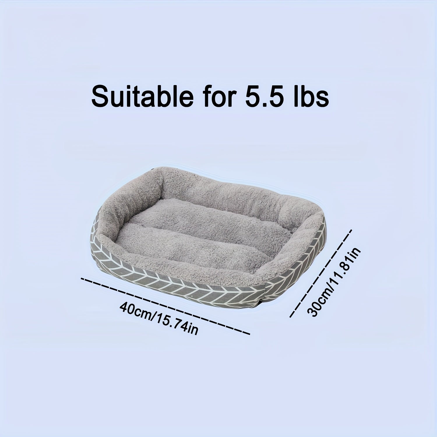 Pet Bed Small Dogs Cats Argyle Polyester Non-Slip Waterproof Grey