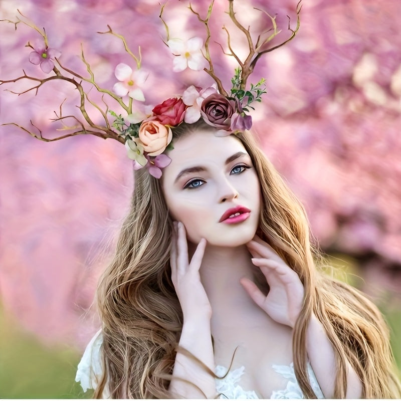 Boho Flower Headband for Women with Large Branches for Parties and Costumes