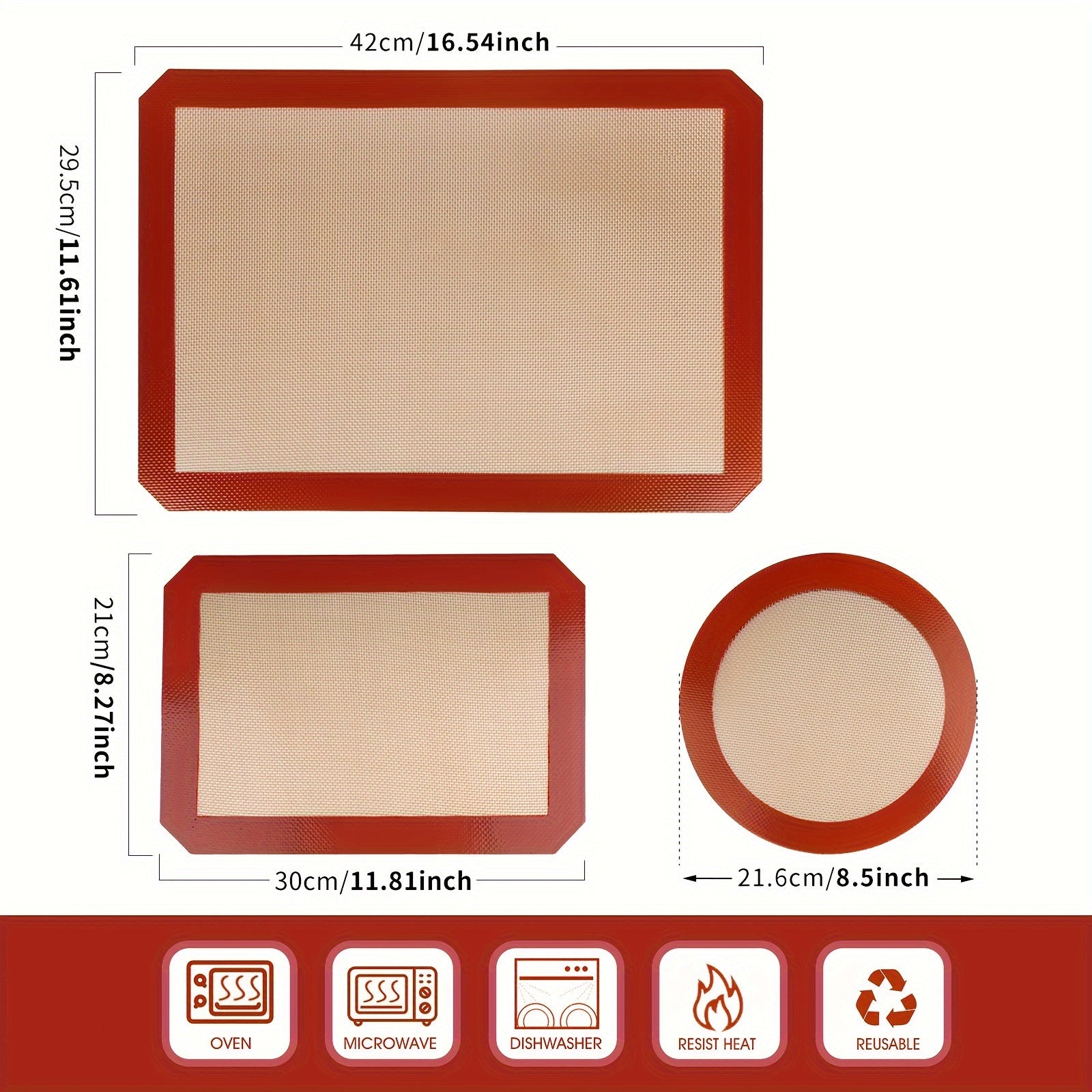 Набор из 4 антипригарных силиконовых ковриков для выпечки пищевого качества для печенья и выпечки