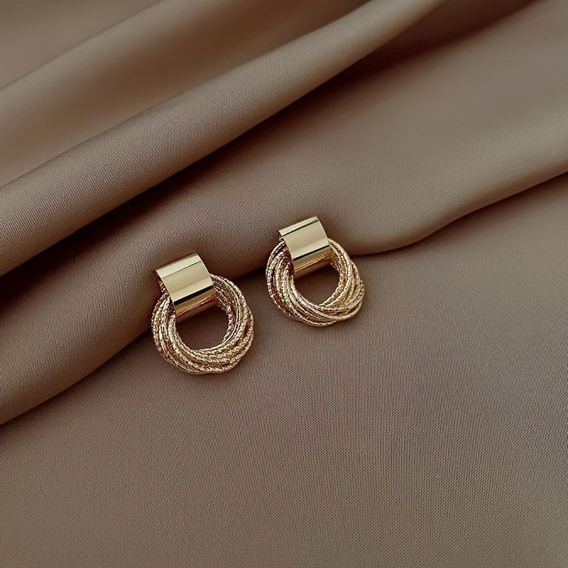 Pendientes de mujer con forma geométrica sencilla en capas, bisutería de moda