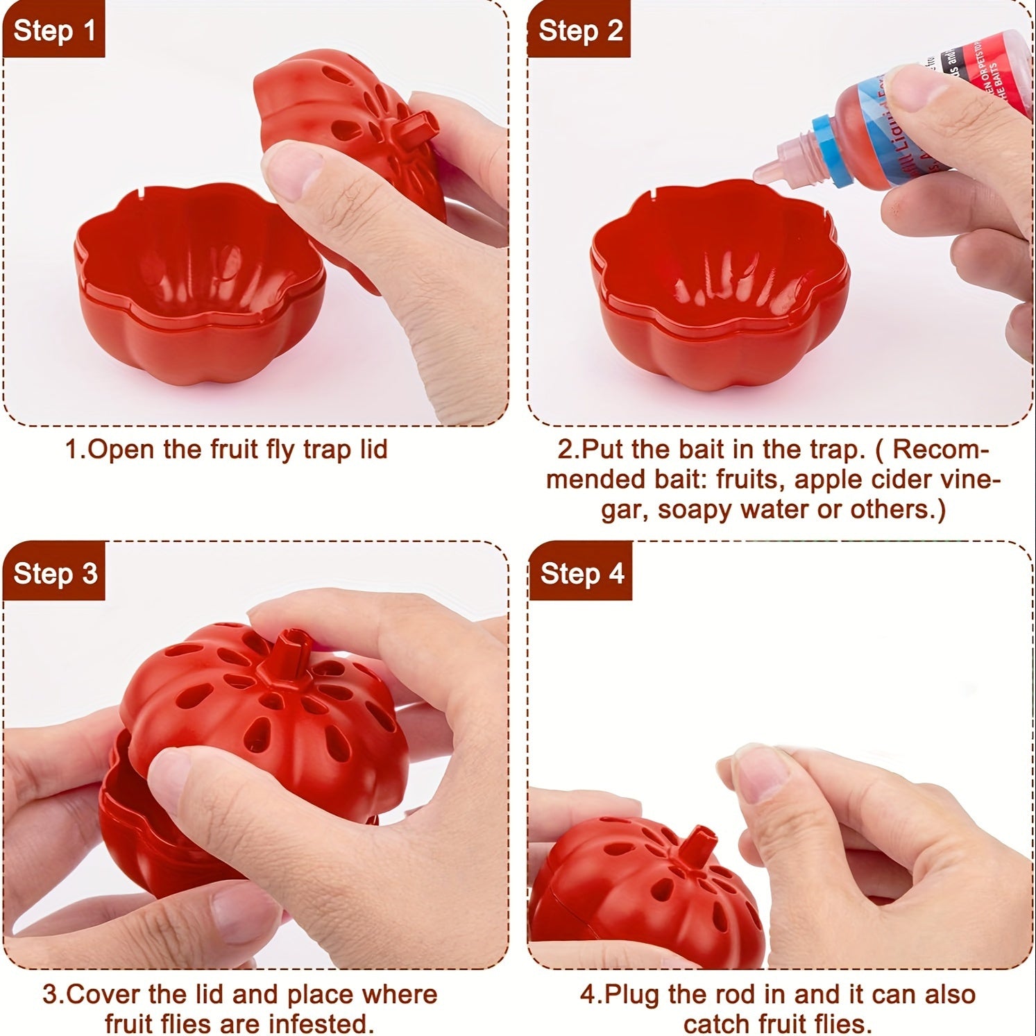 2-Pack Non-Toxic Fruit-Shaped Mosquito and Fly Traps Battery-Free Indoor Outdoor