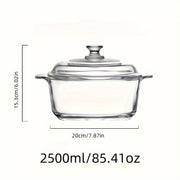 Olla de cocina de vidrio templado antiadherente 1500ml 2500ml apta para microondas con asas