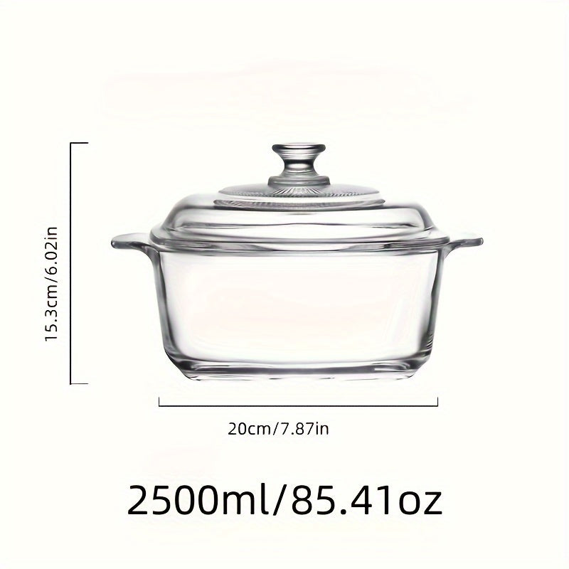 Olla de cocina de vidrio templado antiadherente 1500ml 2500ml apta para microondas con asas
