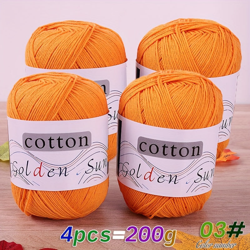 4pcs Cotton Yarn Medium Weight for Crocheting Knitting Multicolor Gradient Autumn Leaves Design