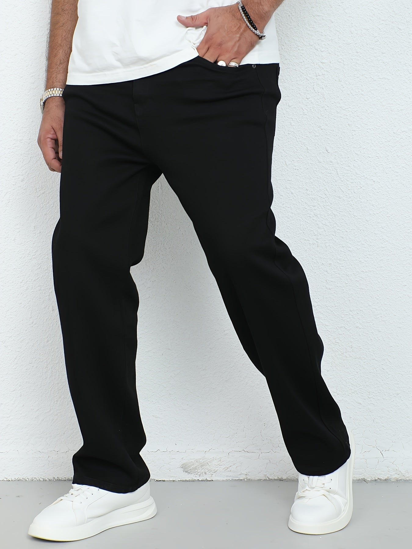 Plus Size Men's Stretchy Cotton Denim Jeans Straight Leg Spring Fall