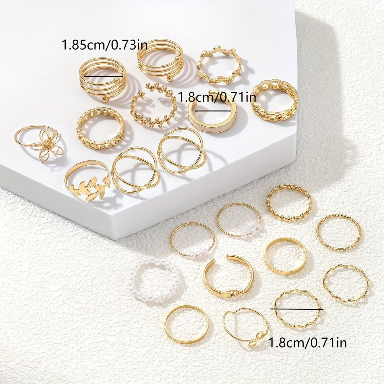 22-Piece Vintage Punk Style Stackable Rings Set with Faux Pearl Inlays for Women