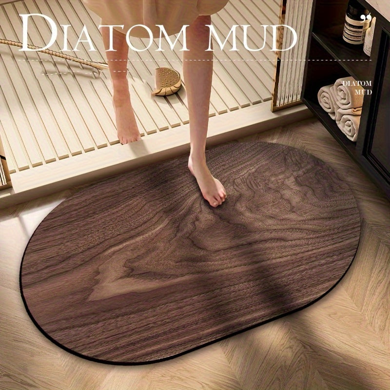 Vintage Yog'och Teri Print Oval Doormat - Ichki va Tashqi joylar uchun mukammal gilam, ifloslikka chidamli va hammomlar uchun singdiruvchi, mashinada yuvish mumkin, uyda turli xonalar uchun mos, uy bezatishni yaxshilaydi.