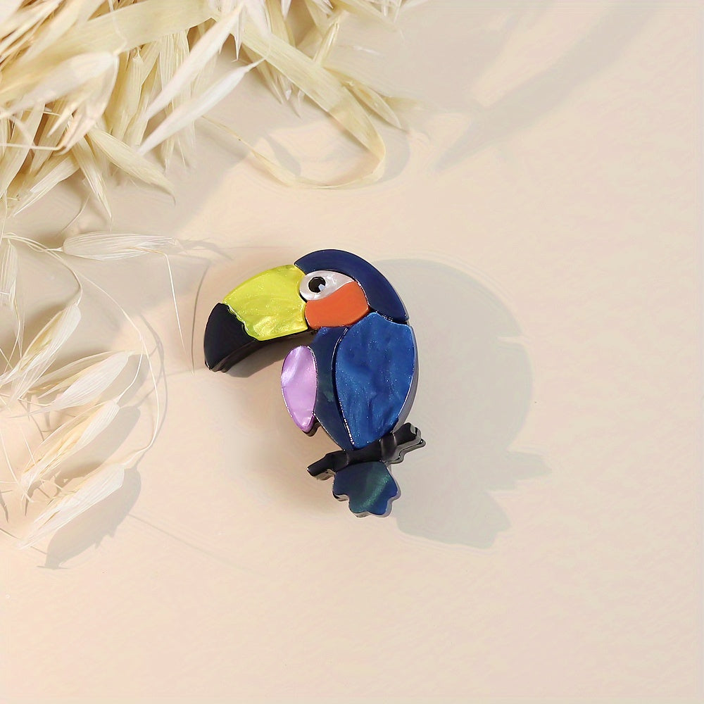3D Acrylic Toucan Brooch Handmade Animal Jewelry Stylish Clothing Accessory