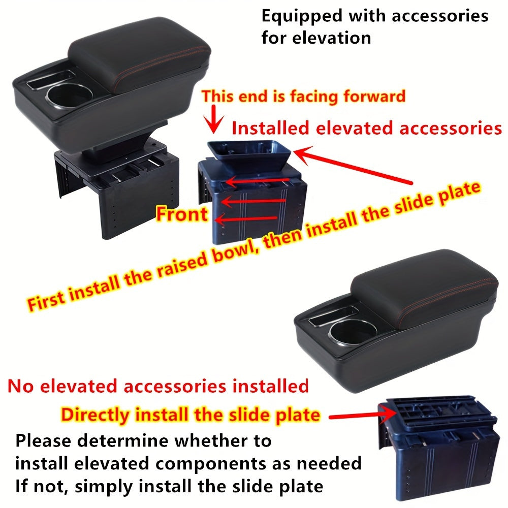 Universal Car Interior Armrest Box Storage Console with Cups and Phone Slot