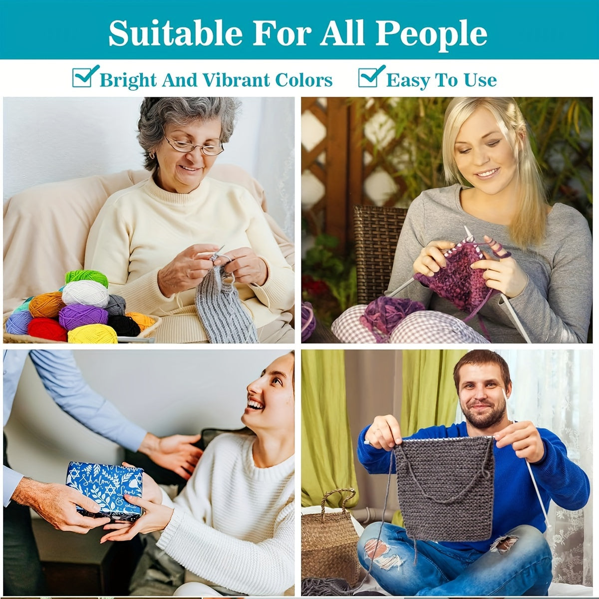 3-Piece Soft Acrylic Yarn for Crochet and Knitting 50g Hand-Dyed 4-Ply