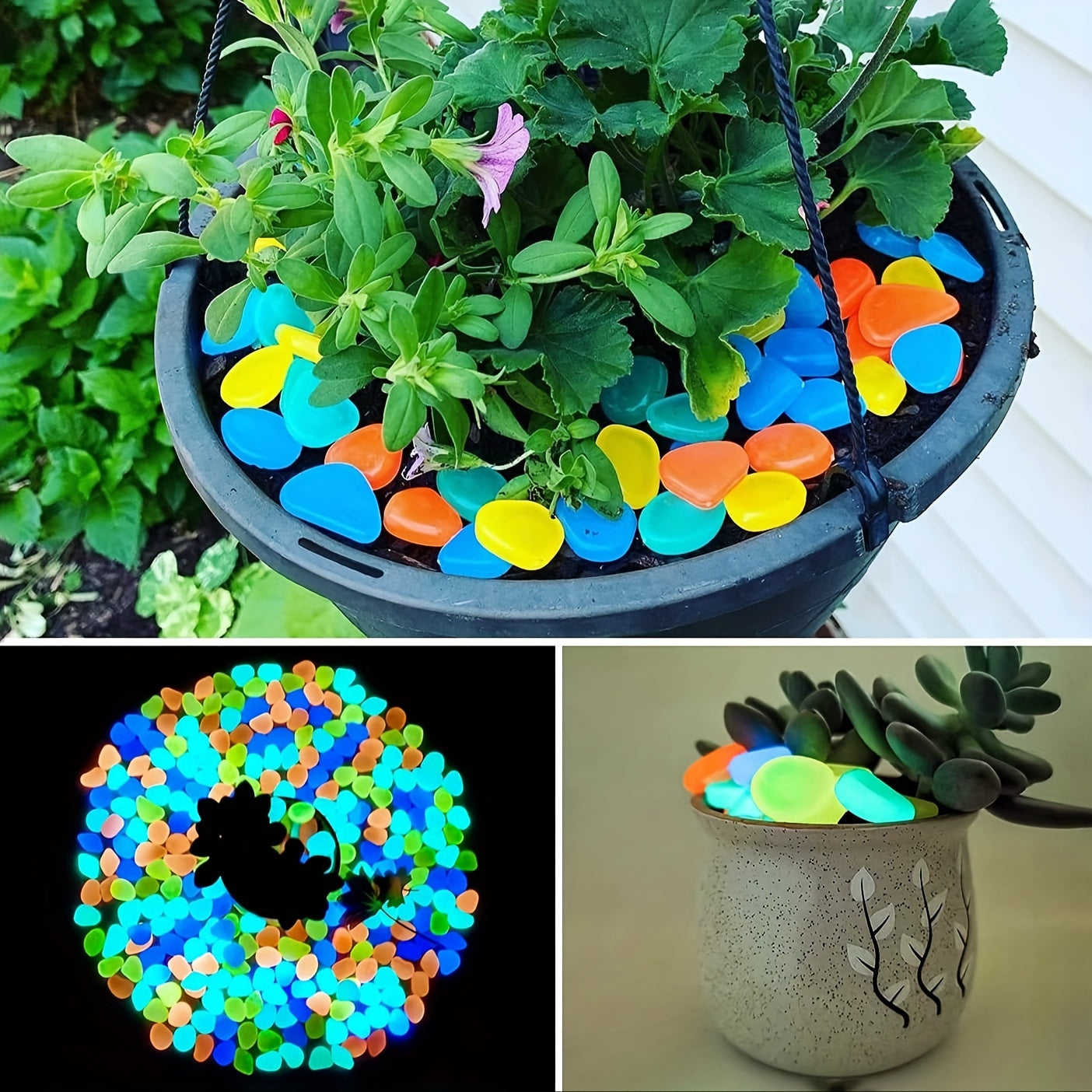 Luminous Garden Pebbles Resin Glowing Stones for Landscape and Flower Pots 0.79x0.99cm Pack of 10 or 102