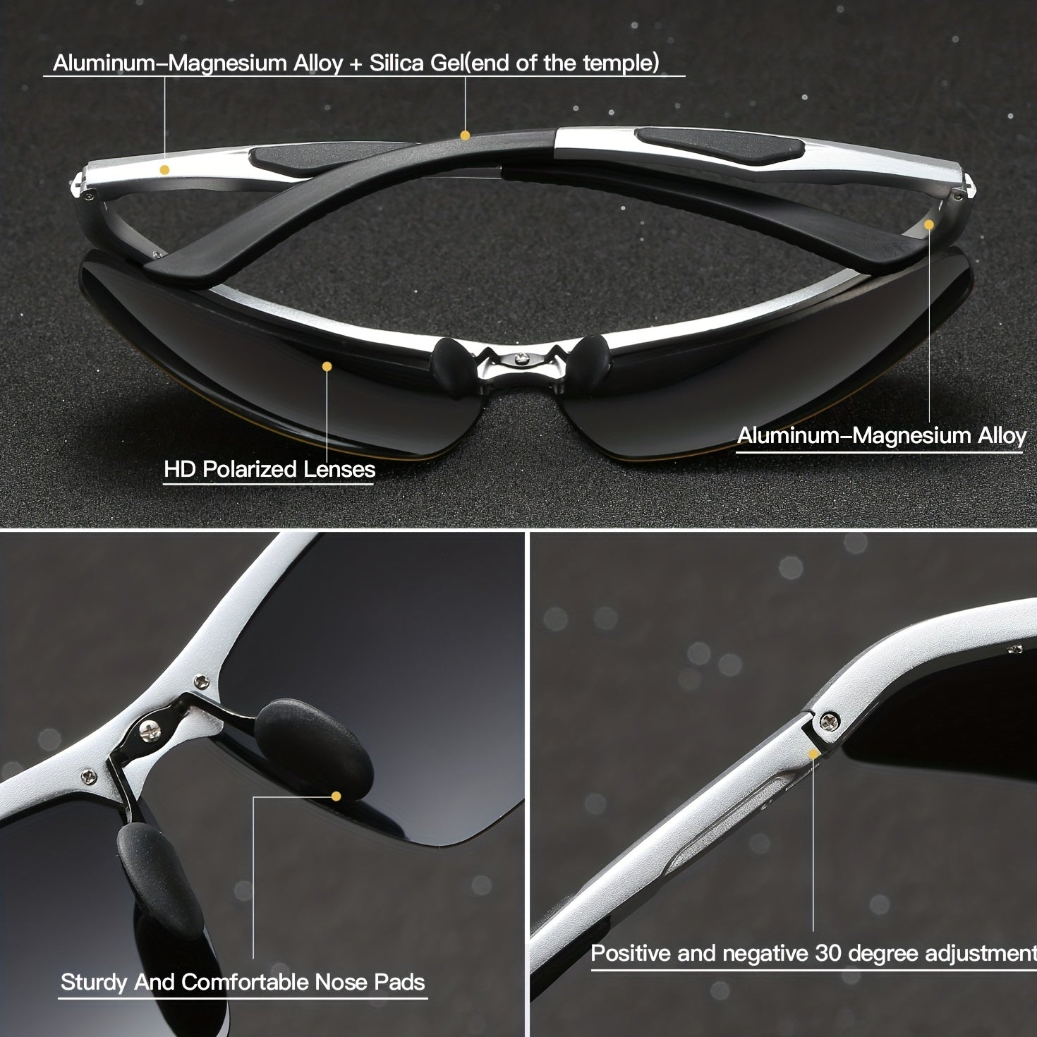 Gafas de sol cuadradas polarizadas con marco de aluminio y magnesio para hombres y mujeres, deportes al aire libre, viajes