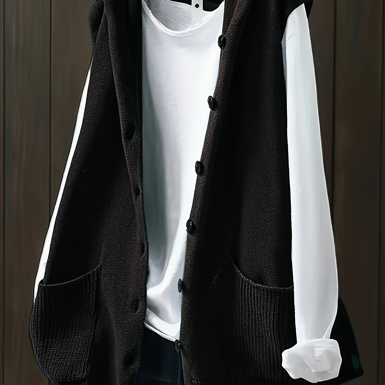 Women's Sleeveless Sweater Vest with Pockets and Double Button Front Orange