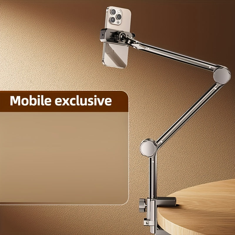 Тяжелая регулируемая подставка для телефона и планшета, складная, вращающаяся на 360°, алюминиевая, для прикроватного использования, черная