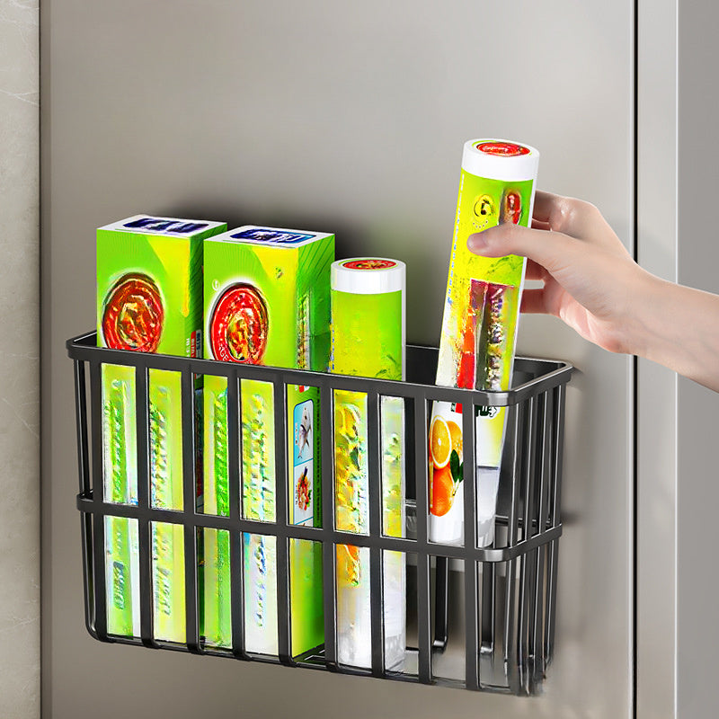 Multifunctional Wall-Mounted Plastic Storage Rack with Side Hooks for Kitchen and Home Organization