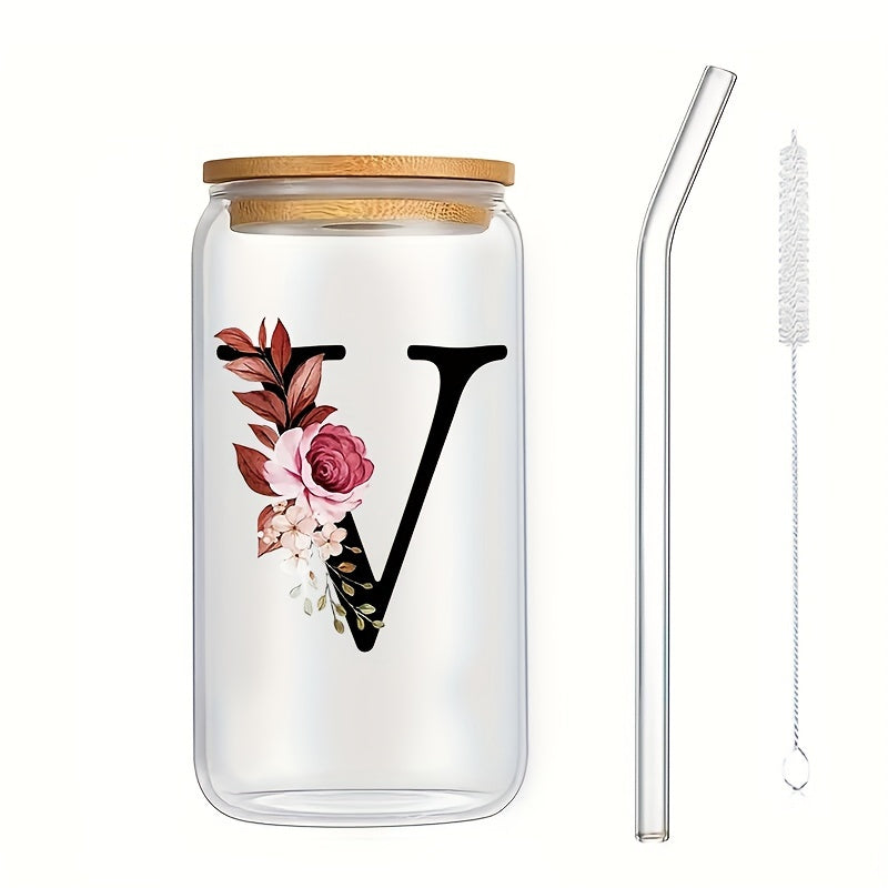 Vaso de vidrio para bebidas frías con tapa de bambú, impreso en 3D, de borosilicato, jugo, cerveza, café